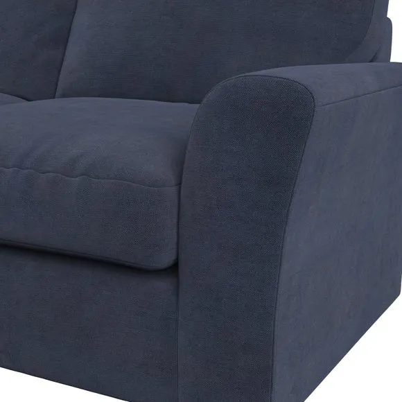 3-Seater Sofa with Flared Arms - Navy, Chenille