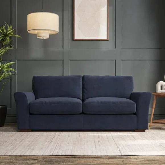3-Seater Sofa with Flared Arms - Navy, Chenille