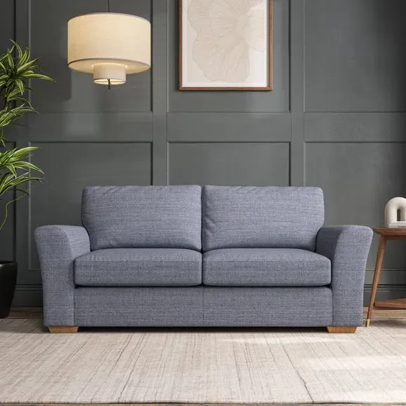 3-Seater Sofa with Flared Arms - Navy, Fabric