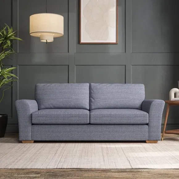 3-Seater Sofa with Flared Arms - Navy, Fabric