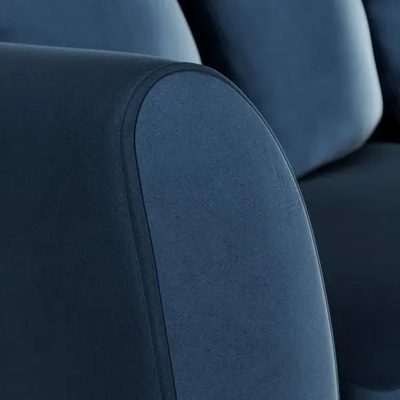 3-Seater Sofa with Flared Arms - Navy, Velvet