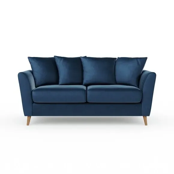 3-Seater Sofa with Flared Arms - Navy, Velvet