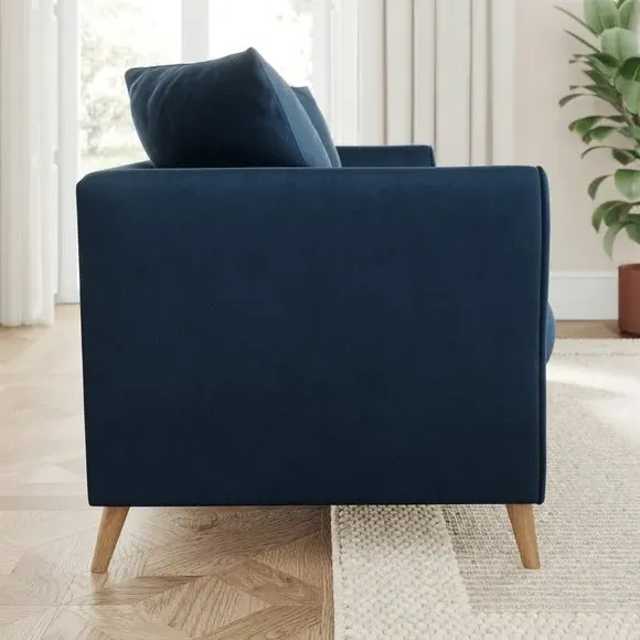 3-Seater Sofa with Flared Arms - Navy, Velvet