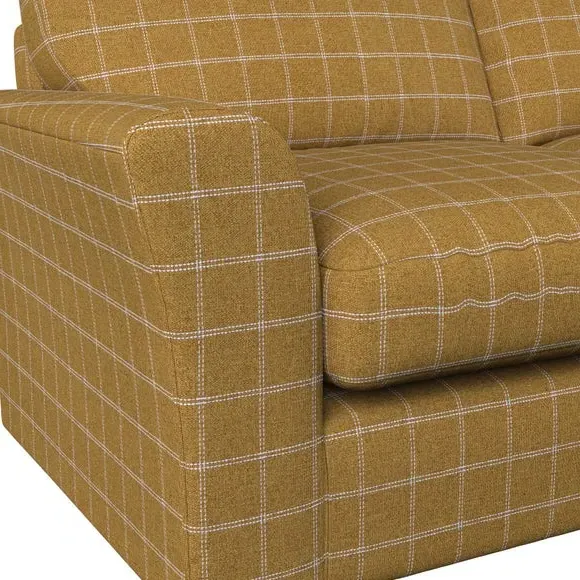 3-Seater Sofa with Flared Arms - Ochre, Check