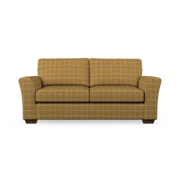 3-Seater Sofa with Flared Arms - Ochre, Check