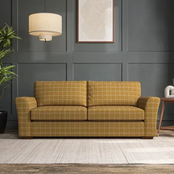 3-Seater Sofa with Flared Arms - Ochre, Fabric