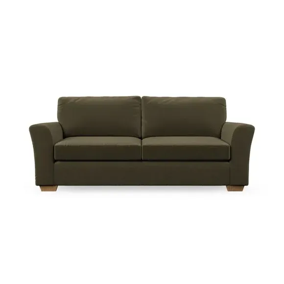 3-Seater Sofa with Flared Arms - Olive, Velvet