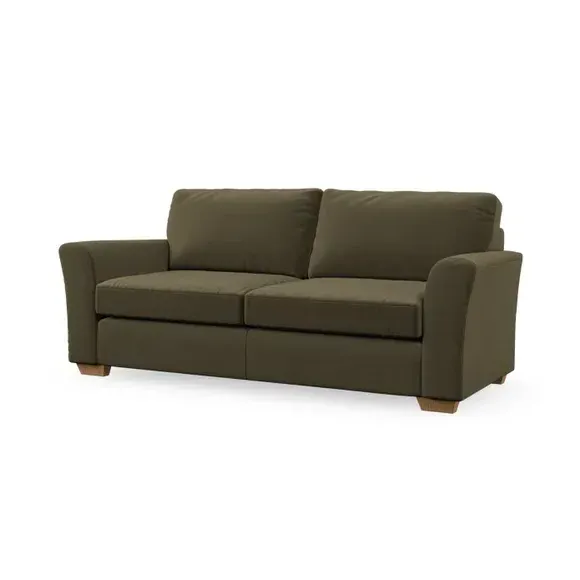3-Seater Sofa with Flared Arms - Olive, Velvet