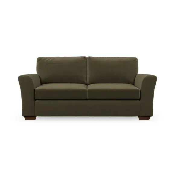 3-Seater Sofa with Flared Arms - Olive, Velvet