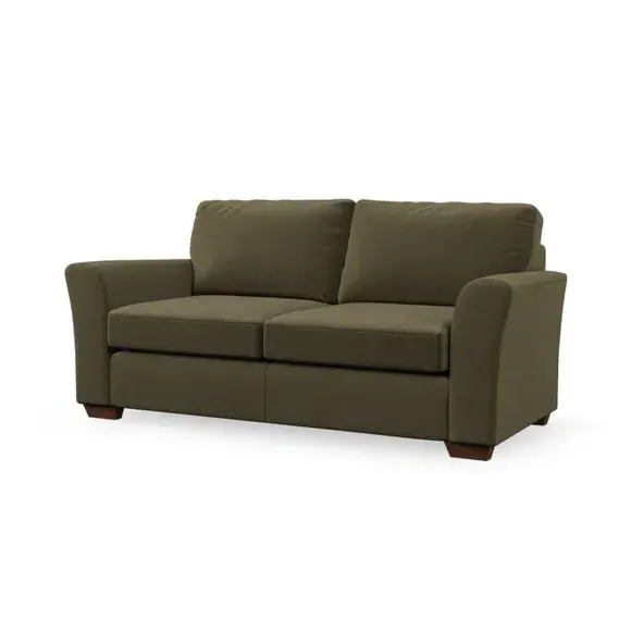 3-Seater Sofa with Flared Arms - Olive, Velvet