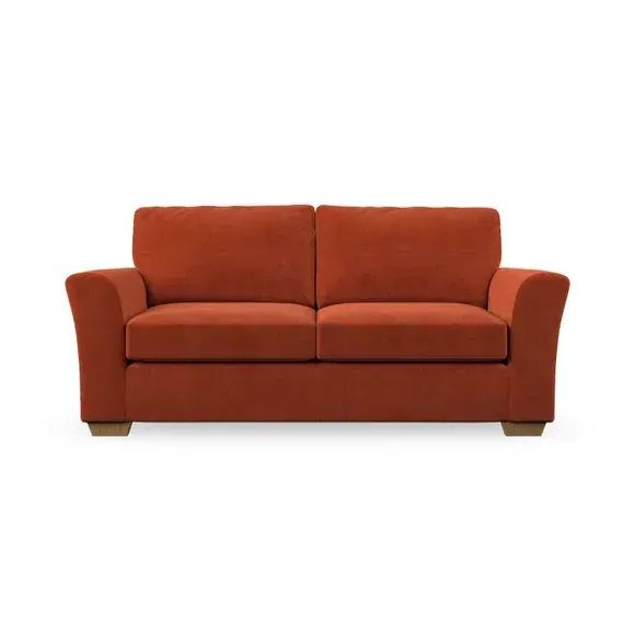 3-Seater Sofa with Flared Arms - Orange, Velvet