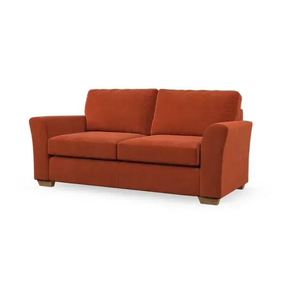 3-Seater Sofa with Flared Arms - Orange, Velvet