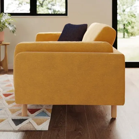 3-Seater Sofa with Foam Filling - Gold, Chenille