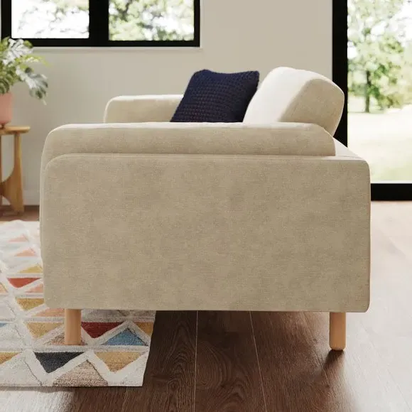 3-Seater Sofa with Foam Filling - Natural, Chenille
