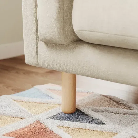 3-Seater Sofa with Foam Filling - Natural, Chenille
