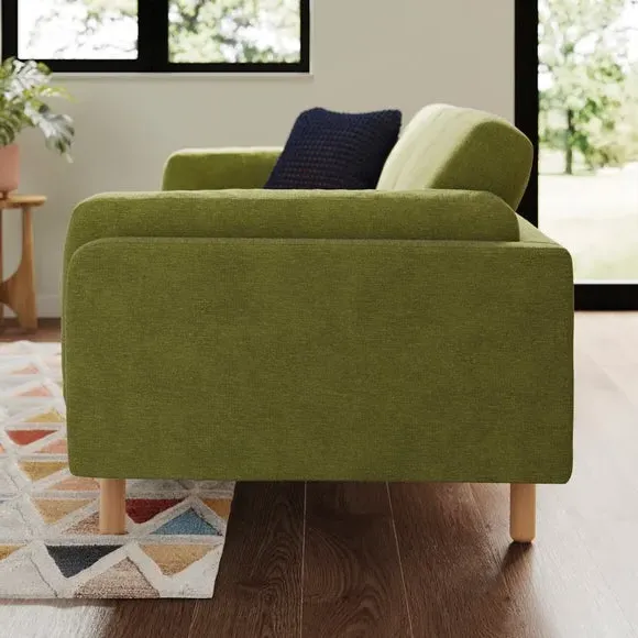 3-Seater Sofa with Foam Filling - Olive, Chenille