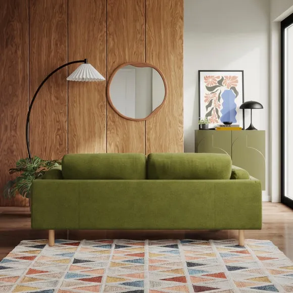 3-Seater Sofa with Foam Filling - Olive, Chenille