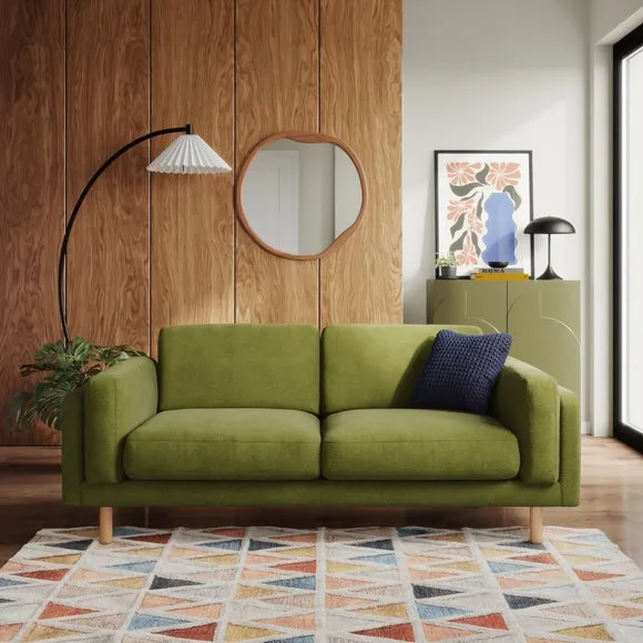 3-Seater Sofa with Foam Filling - Olive, Chenille
