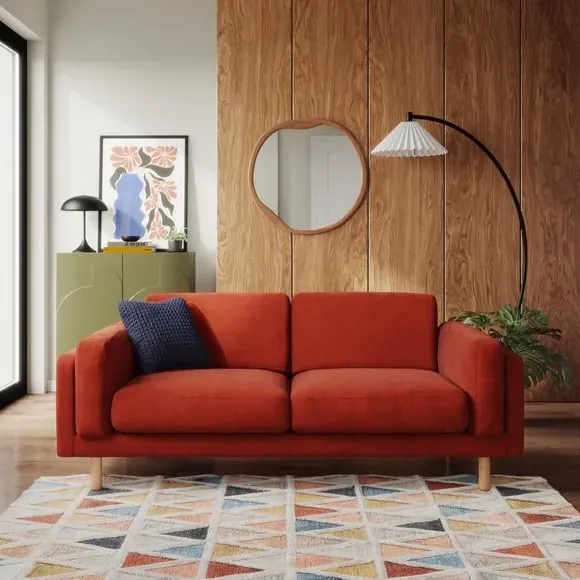 3-Seater Sofa with Foam Filling - Russet, Chenille
