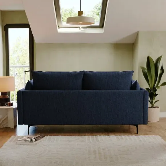 3-Seater Sofa with Knife Edge Cushions - Navy