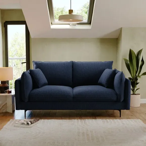 3-Seater Sofa with Knife Edge Cushions - Navy image