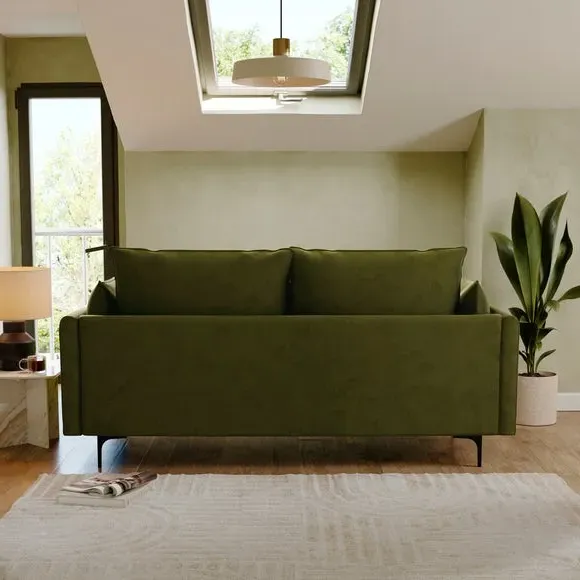 3-Seater Sofa with Knife Edge Cushions - Velvet