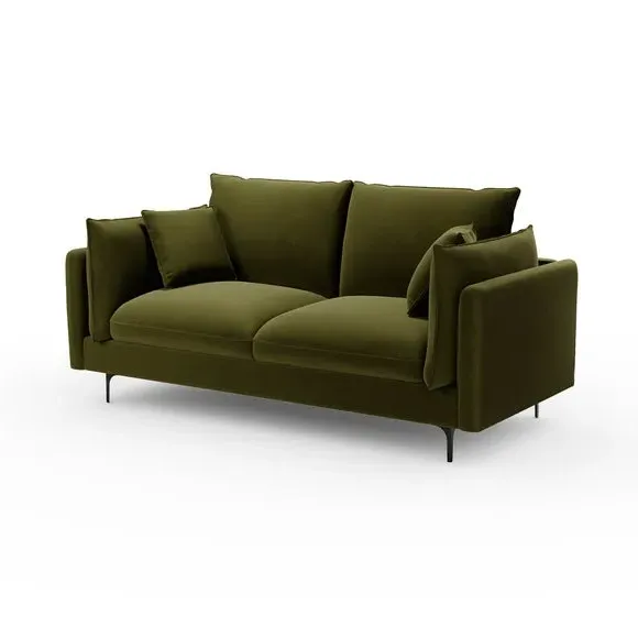 3-Seater Sofa with Knife Edge Cushions - Velvet