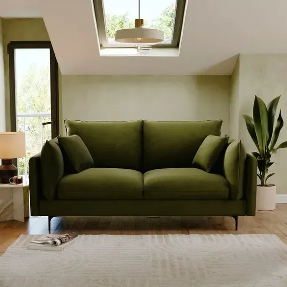3-Seater Sofa with Knife Edge Cushions - Velvet image