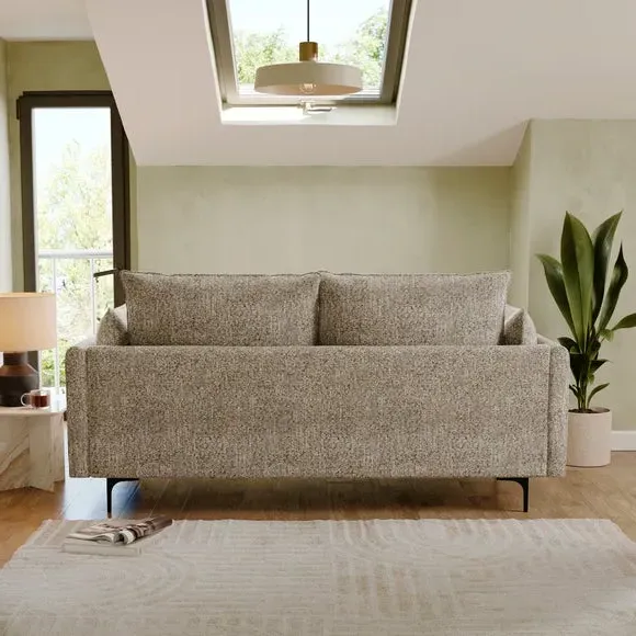 3-Seater Sofa with Metal Legs - Bronze, Chenille