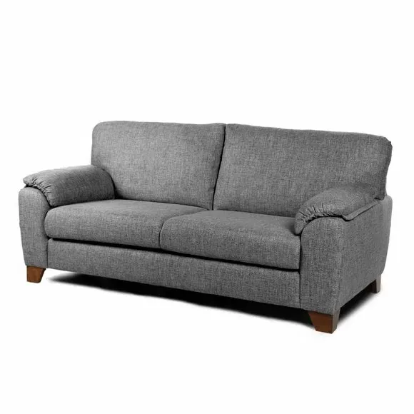 3-Seater Sofa with Padded Arms - Grey, Fabric