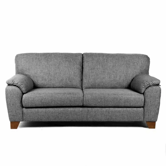 3-Seater Sofa with Padded Arms - Grey, Fabric