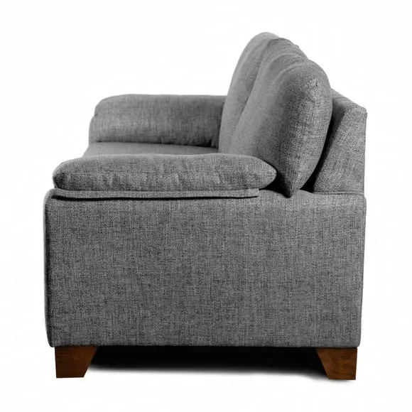 3-Seater Sofa with Padded Arms - Grey, Fabric