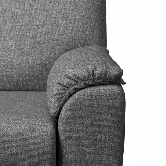 3-Seater Sofa with Padded Arms - Grey, Fabric