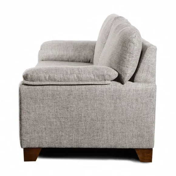 3-Seater Sofa with Padded Arms - Natural, Fabric