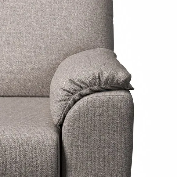 3-Seater Sofa with Padded Arms - Natural, Fabric