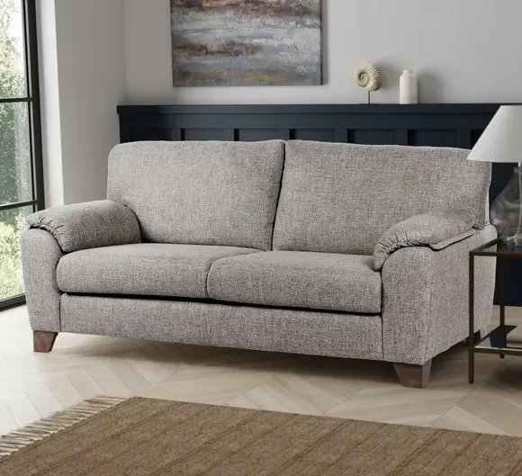 3-Seater Sofa with Padded Arms - Natural, Fabric