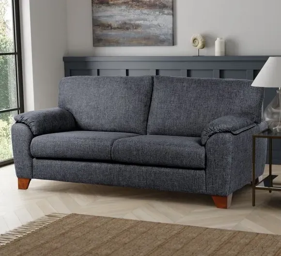 3-Seater Sofa with Padded Arms - Navy, Fabric