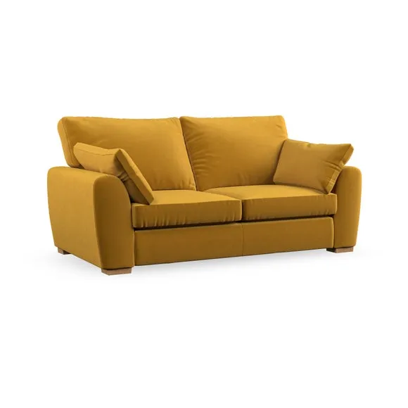 3-Seater Sofa with Pebble Arms - Amber, Velvet