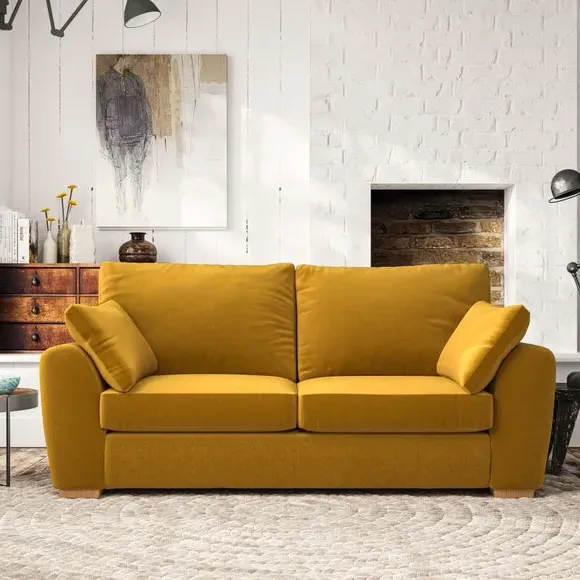 3-Seater Sofa with Pebble Arms - Amber, Velvet image