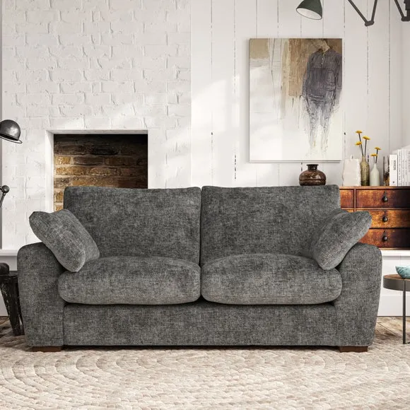 3-Seater Sofa with Pebble Arms - Charcoal, Chenille