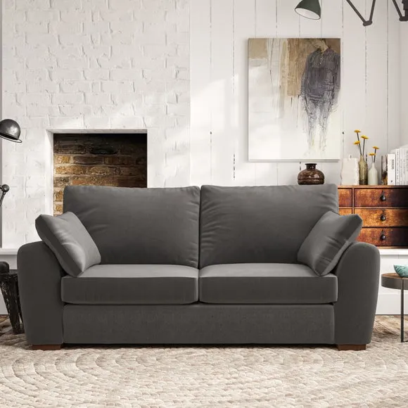 3-Seater Sofa with Pebble Arms - Charcoal, Velvet