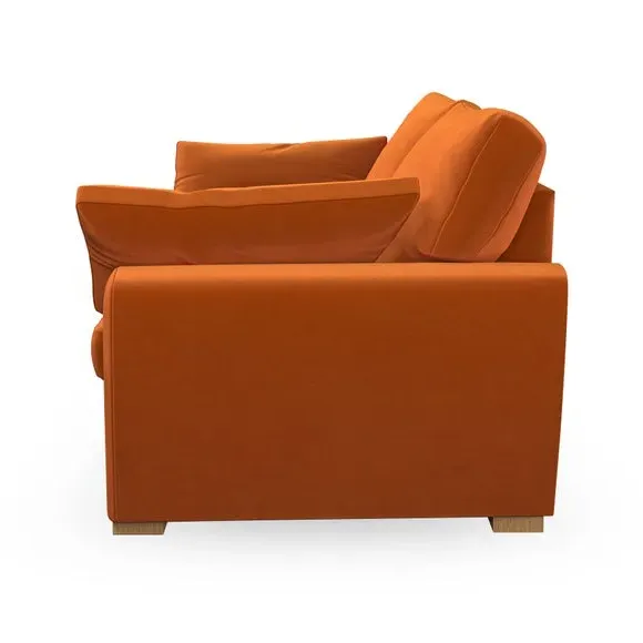 3-Seater Sofa with Pebble Arms - Ginger, Velvet