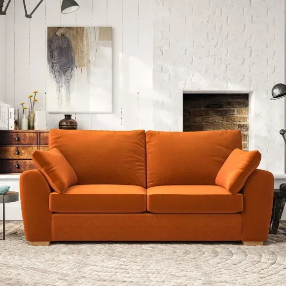 3-Seater Sofa with Pebble Arms - Ginger, Velvet