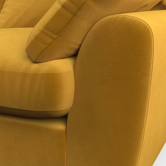 3-Seater Sofa with Pebble Arms - Gold, Velvet