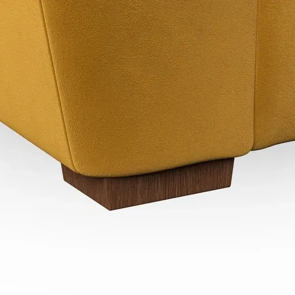 3-Seater Sofa with Pebble Arms - Gold, Velvet