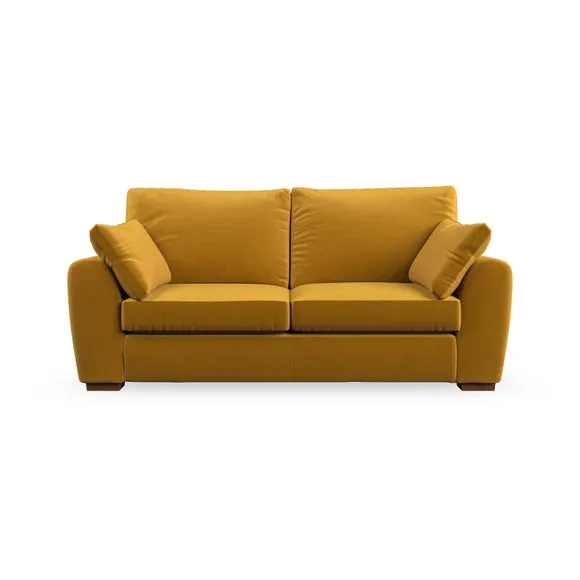 3-Seater Sofa with Pebble Arms - Gold, Velvet