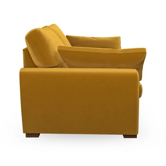3-Seater Sofa with Pebble Arms - Gold, Velvet