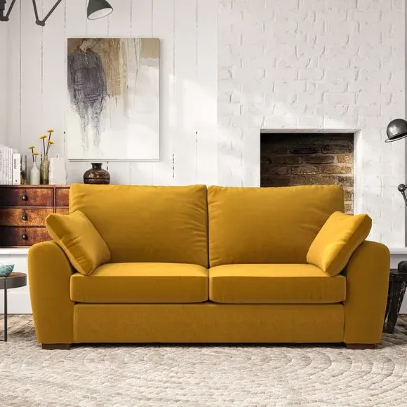 3-Seater Sofa with Pebble Arms - Gold, Velvet