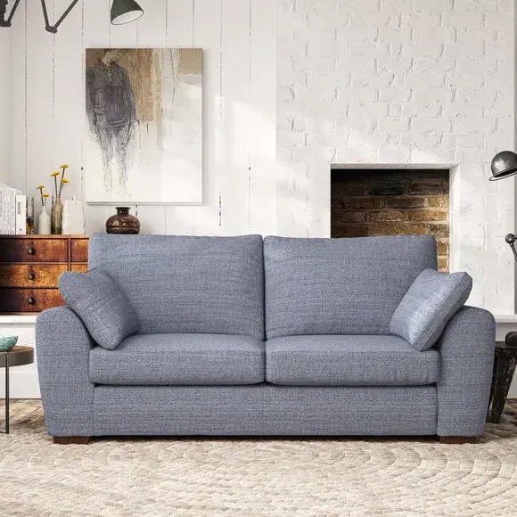 3-Seater Sofa with Pebble Arms - Navy, Fabric