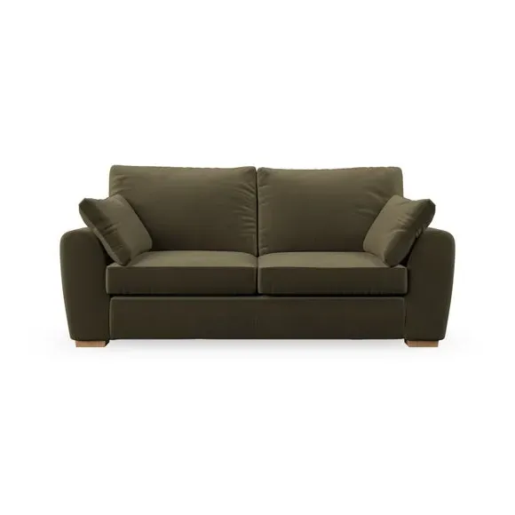 3-Seater Sofa with Pebble Arms - Olive, Velvet